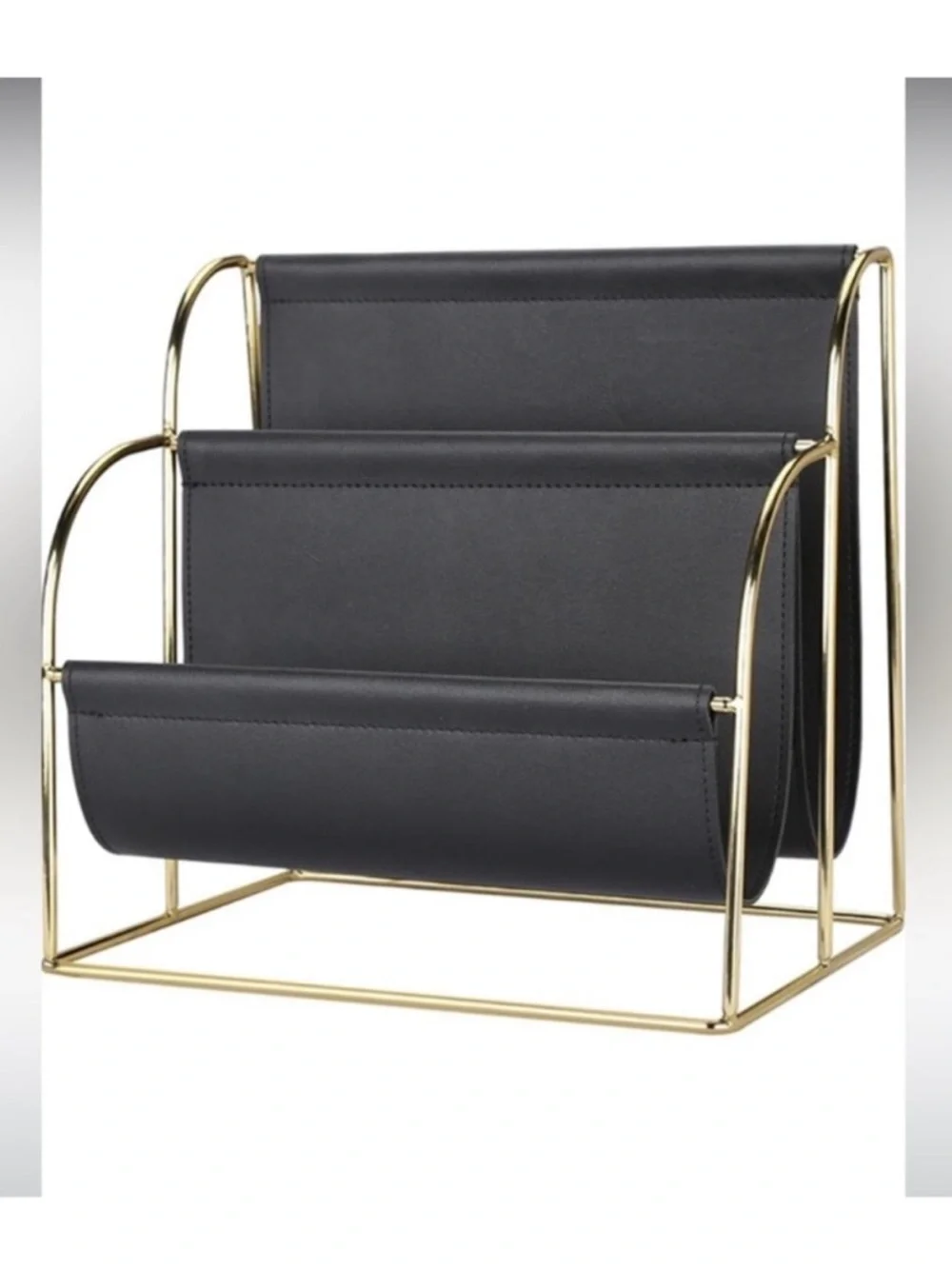 File holder navy gold folder rack magazine leather office storage organizer